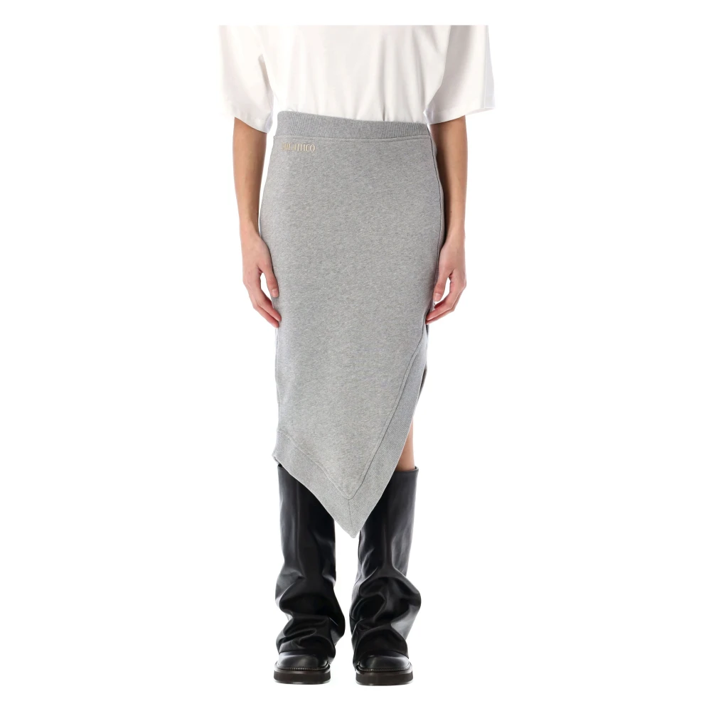 The Attico Grijze Melange Fleece Midi Rok Gray Dames