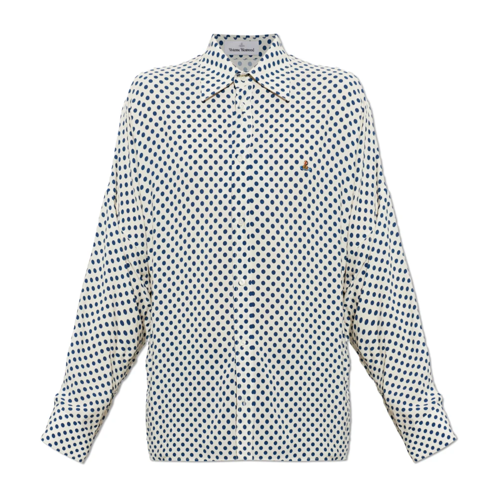 Vivienne Westwood Uomo Blue Polka Dots Camicia Batwing In Viscosa - Immagine 4