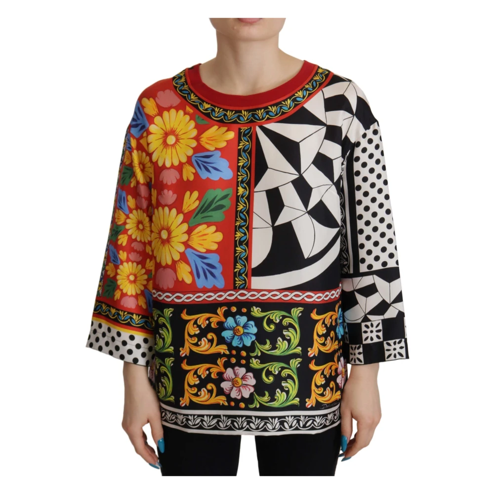 Dolce & Gabbana Multicolor Printed Baroque Loose Long Sleeve - IT38|XS - Image 2