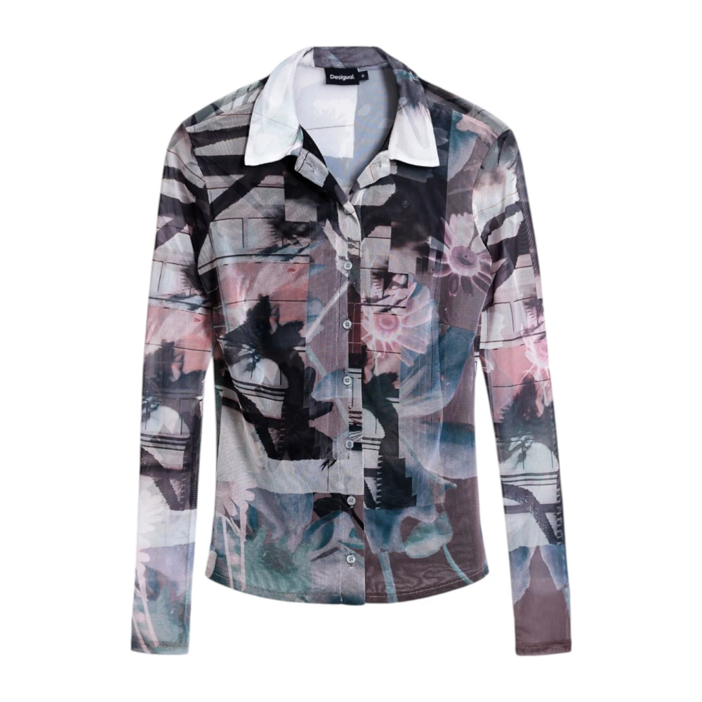 Desigual Women's Multicolor Floral Button-Up Shirt With Classic Collar Medium