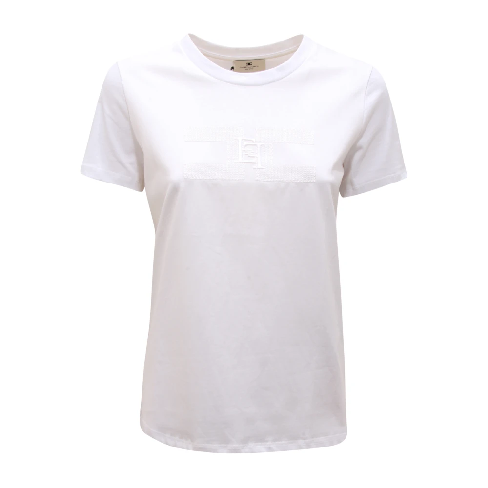 Elisabetta Franchi Women's White T-Shirts, Xl, Maglia Wo Embroidery