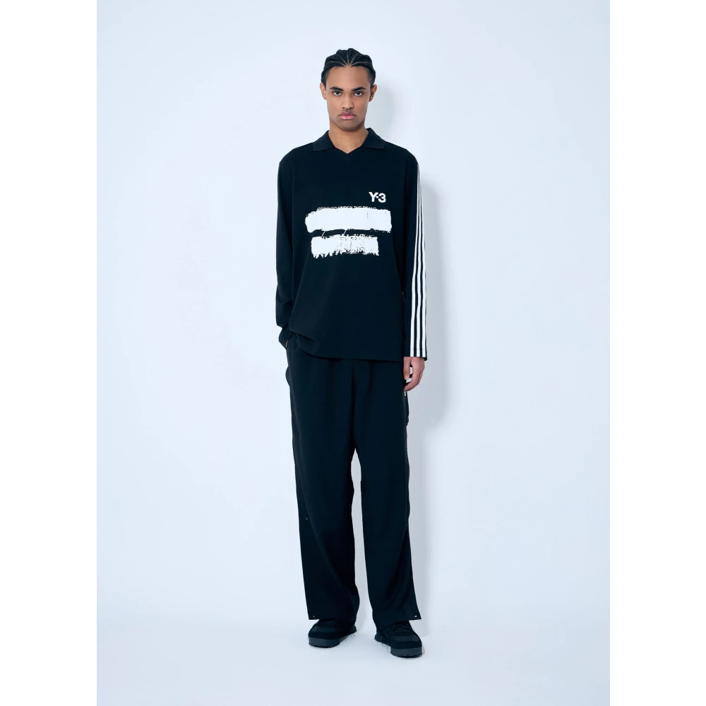 Y-3 Polo Shirt met Logo Print Black Heren