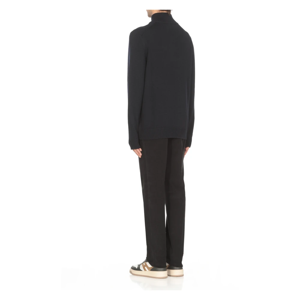 Fay Blauwe Coltrui Wollen Trui Mannen Blue Heren