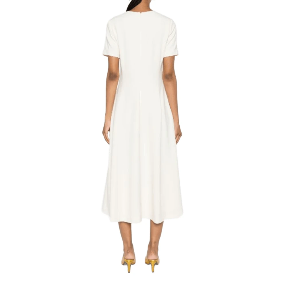 Theory Flare Midi Jurk met Crepe Textuur White Dames