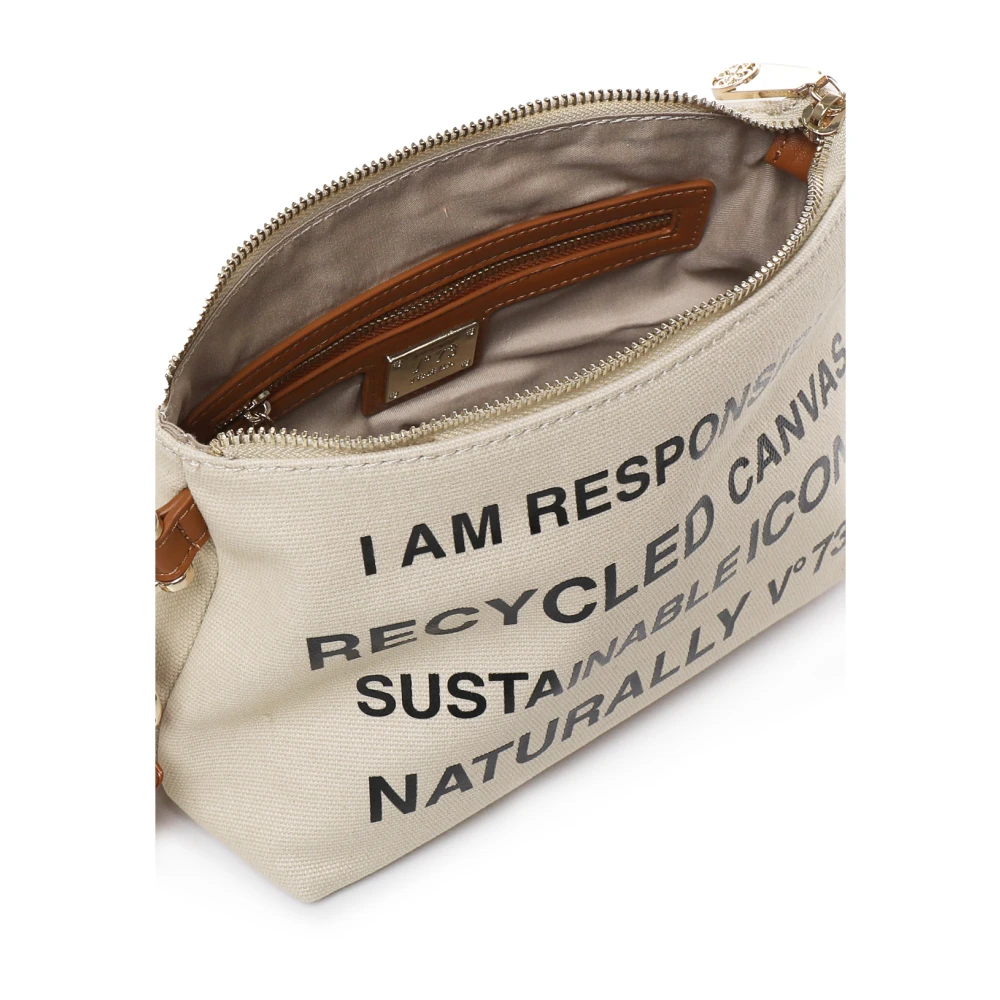 V73 Denim clutch tas met handvat Beige Dames