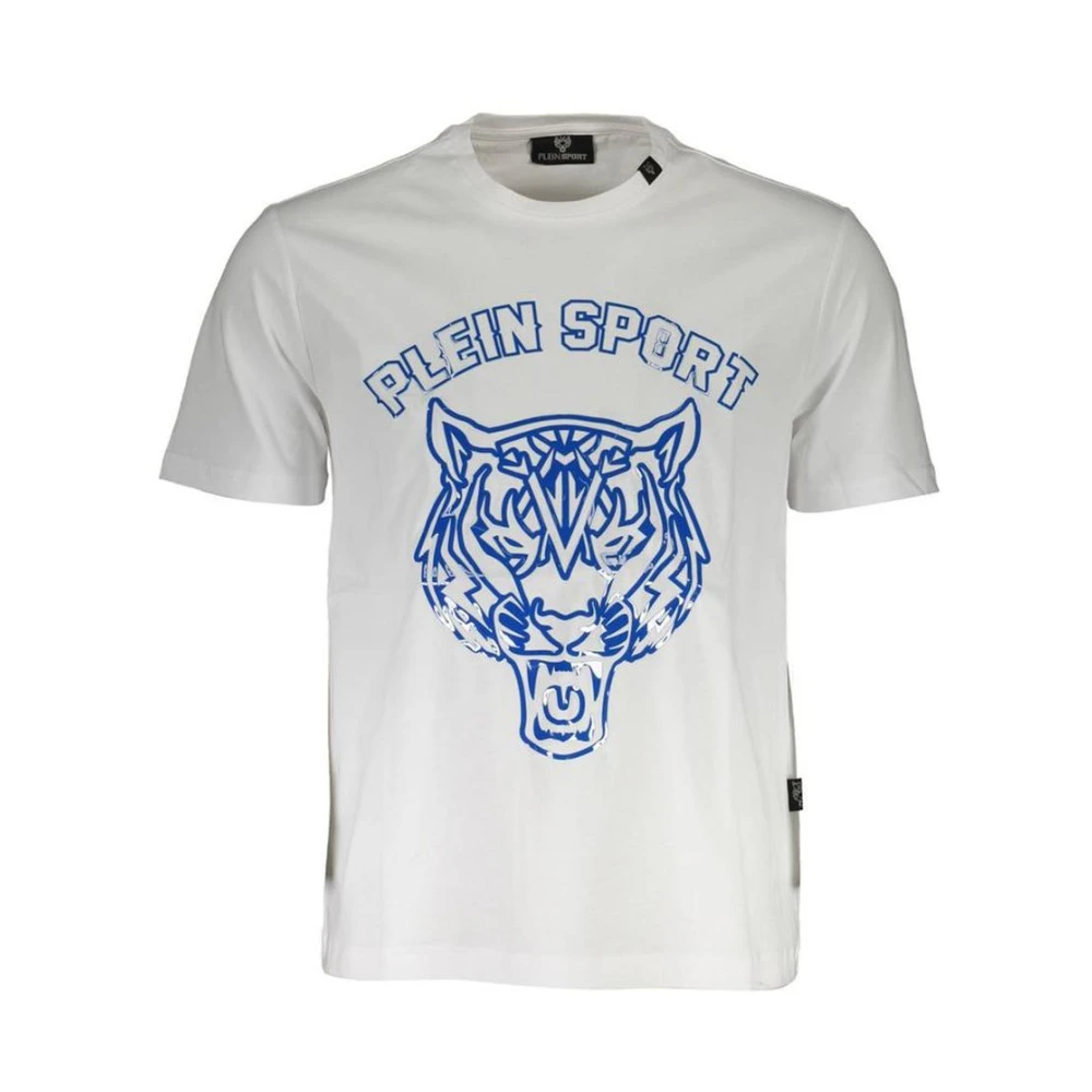 Plein Sport Men's White Training T-Shirts & Tops, 2XL, Tiger Head Graphic Tee