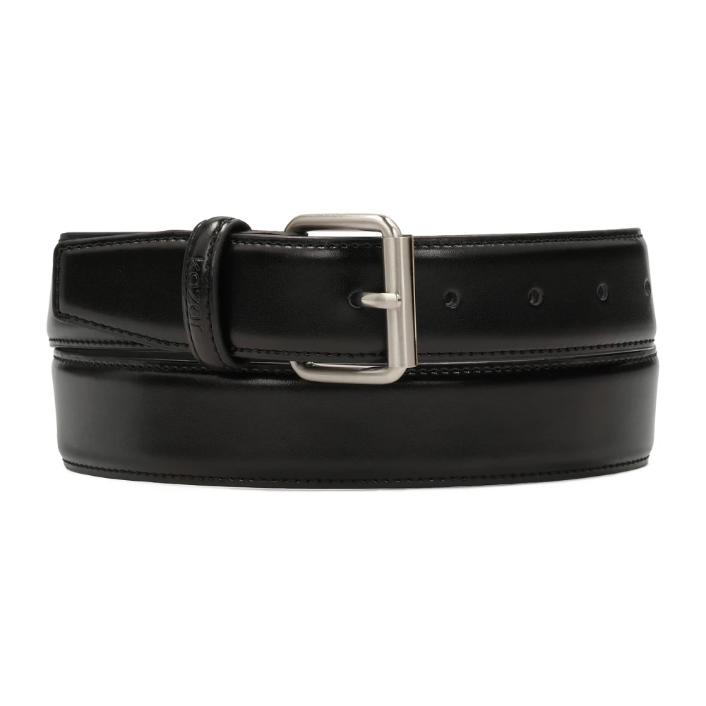 Kazar Zwarte leren riem met geborstelde gesp Black Dames