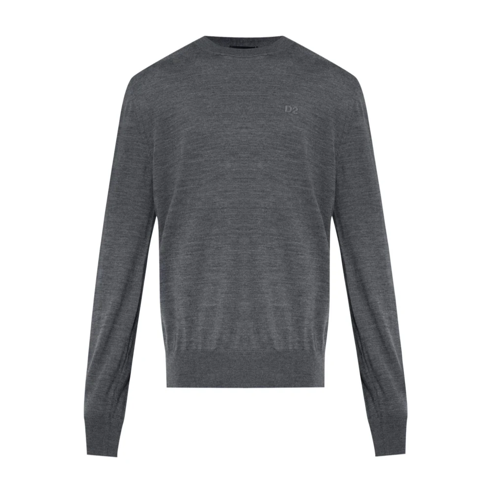 Dsquared2 Men's Gray Round-Neck Knitwear, M, Wool Jumper Aw25