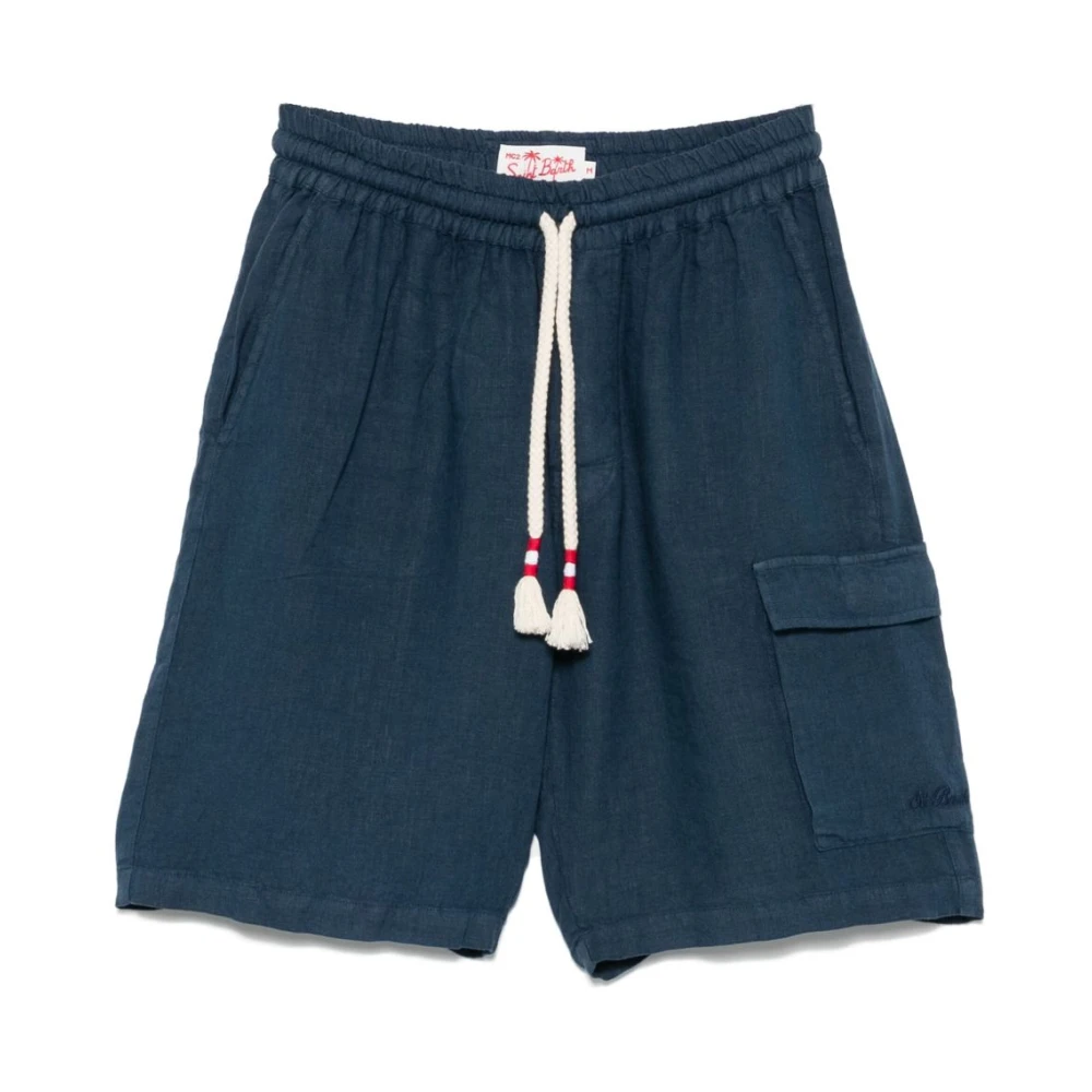 Mc2 Saint Barth Men's Blue Casual Shorts,, Cargo Shorts With Drawstring Waist Medium