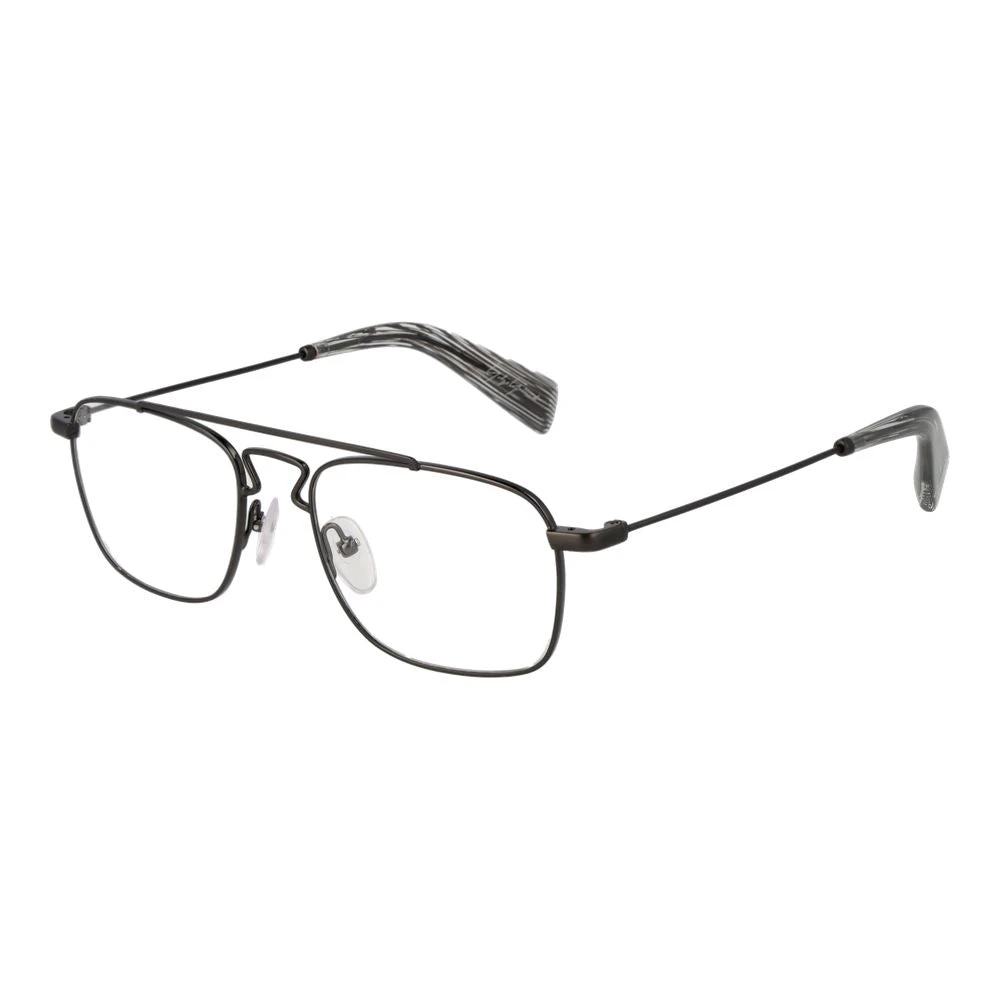 Yohji Yamamoto Men's Gray Glasses, One Size, Gunmetal Rectangle Optical Frames