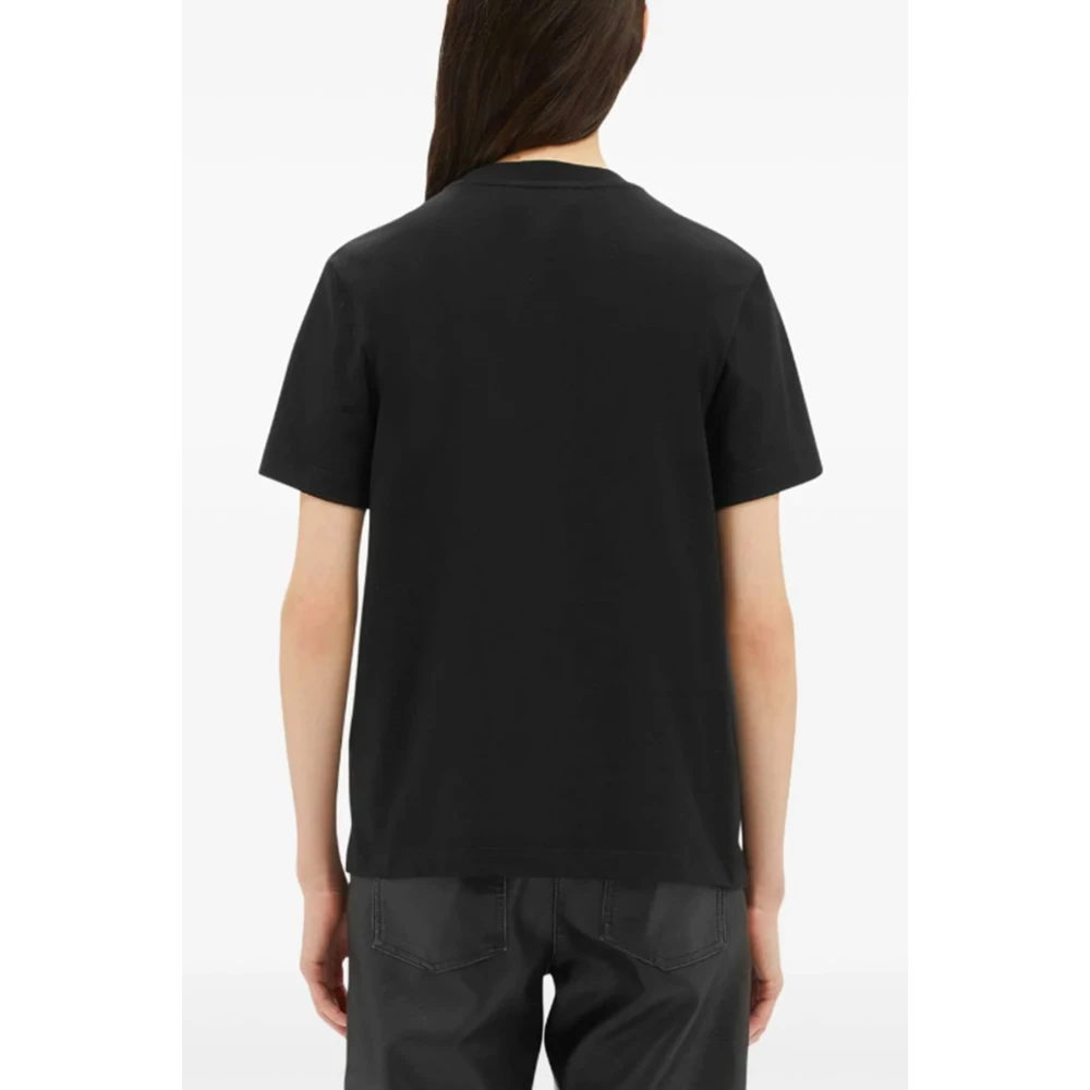 Msgm Zwart Katoen Logo Print Ronde Hals T-shirt Black Dames
