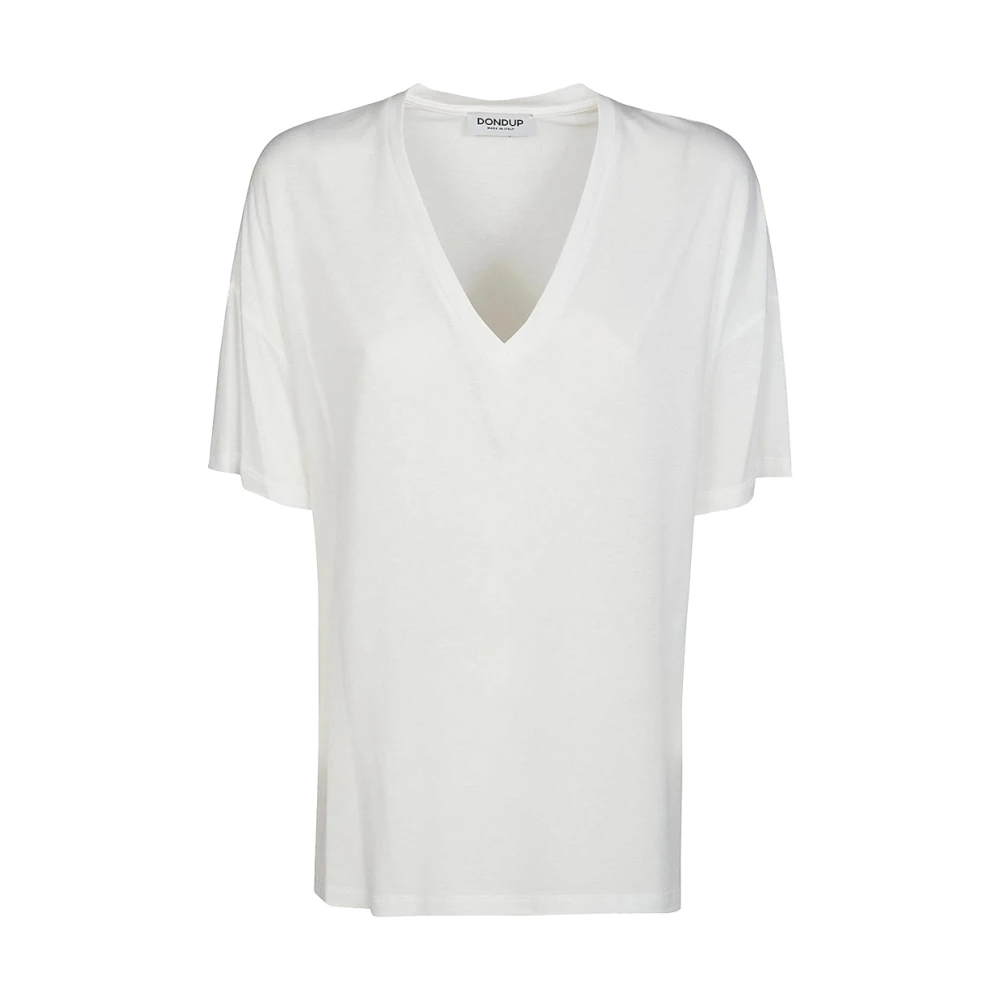 Dondup V-hals Viscose T-shirt voor vrouwen White Dames