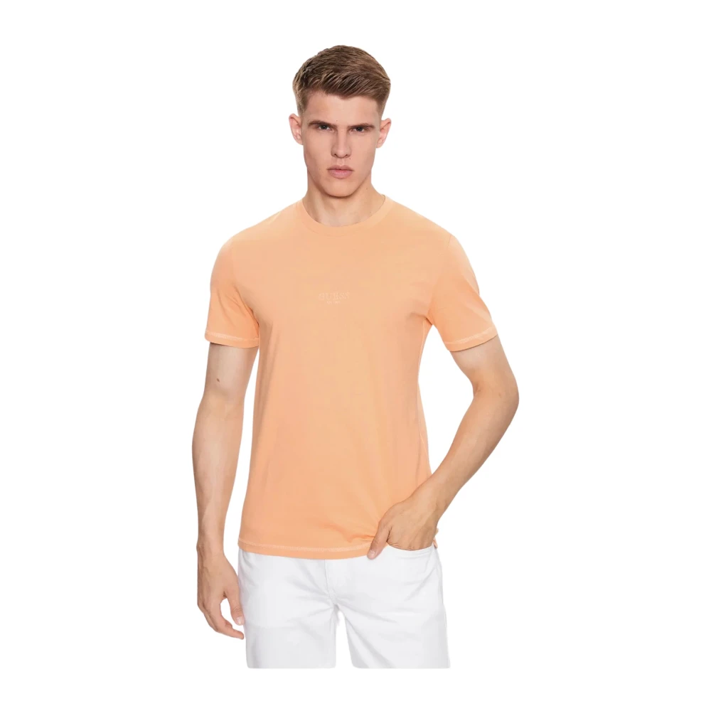 Guess Slim Fit Katoenen T-shirt met Logo Orange Heren