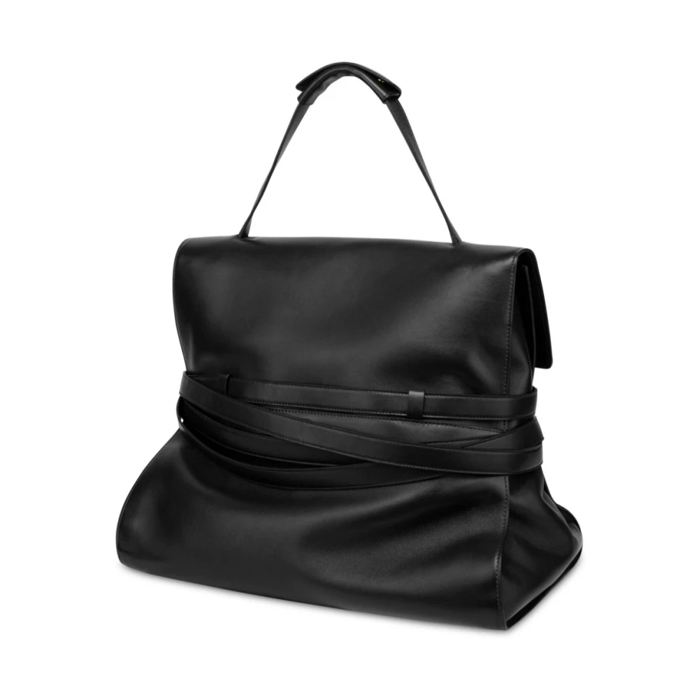 Moschino Zwarte Schoudertas met Korrelige Textuur Black Dames