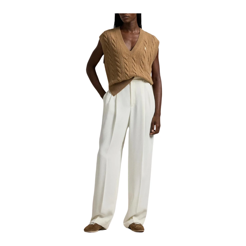 Ralph Lauren Punto Polo slv vn po-sleeveless-pullover 211949994001 collection camel Brown Dames