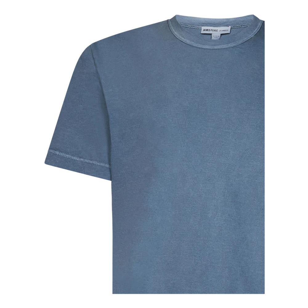 James Perse Clear Blue Geribbelde Crew Neck T-shirts en Polos Blue Heren