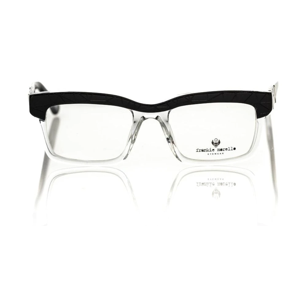 Frankie Morello Men's Black Glasses, One Size, Clubmaster Style Glasses Transparent Frame