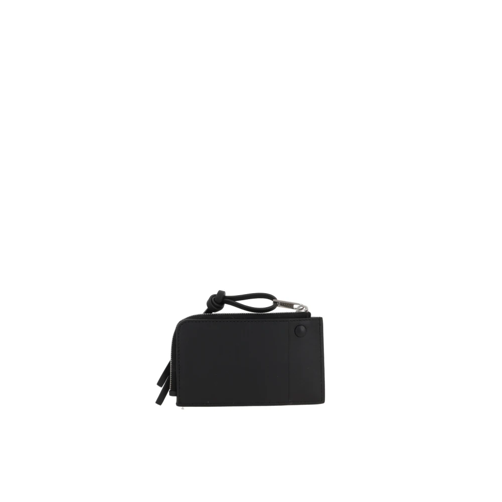 Jil Sander Zwarte leren sleutelhanger met zilveren hardware Black Heren