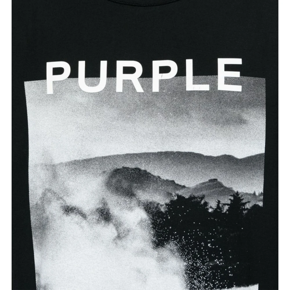 Purple Brand Zwarte katoenen T-shirt met fotoprint Black Heren