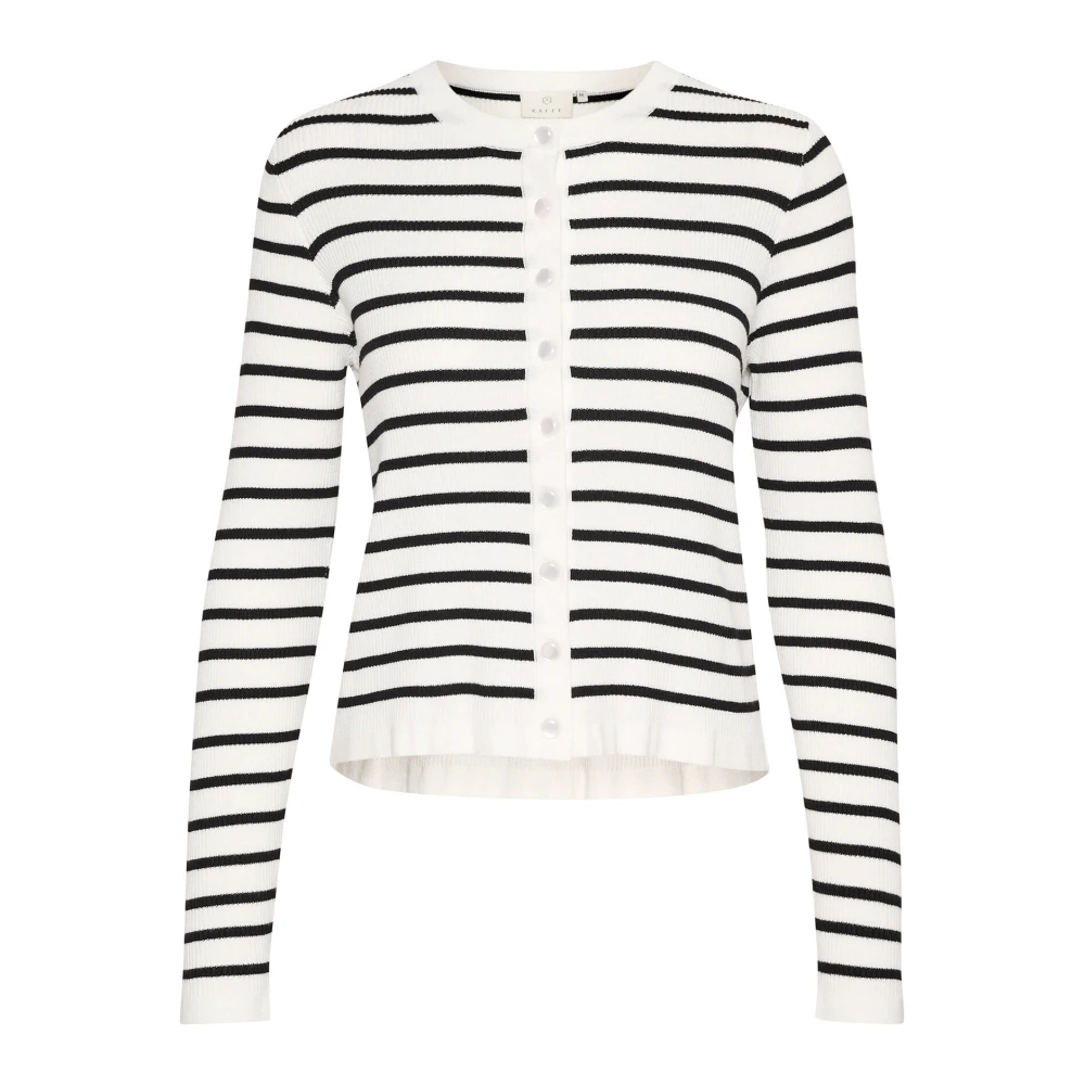 Kaffe Gestreepte Vest met Knoopsluiting Black Dames