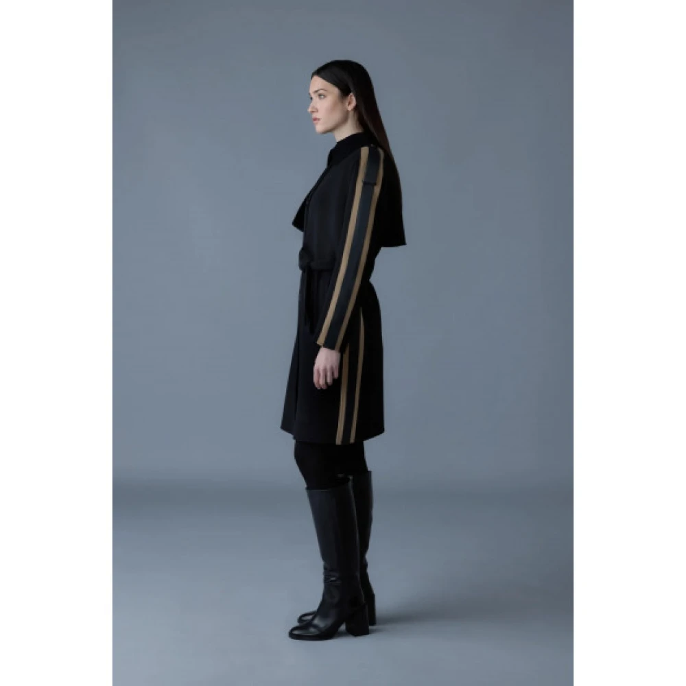 Mackage Aliza Dubbelzijdige wollen gestreepte trenchcoat Black Dames