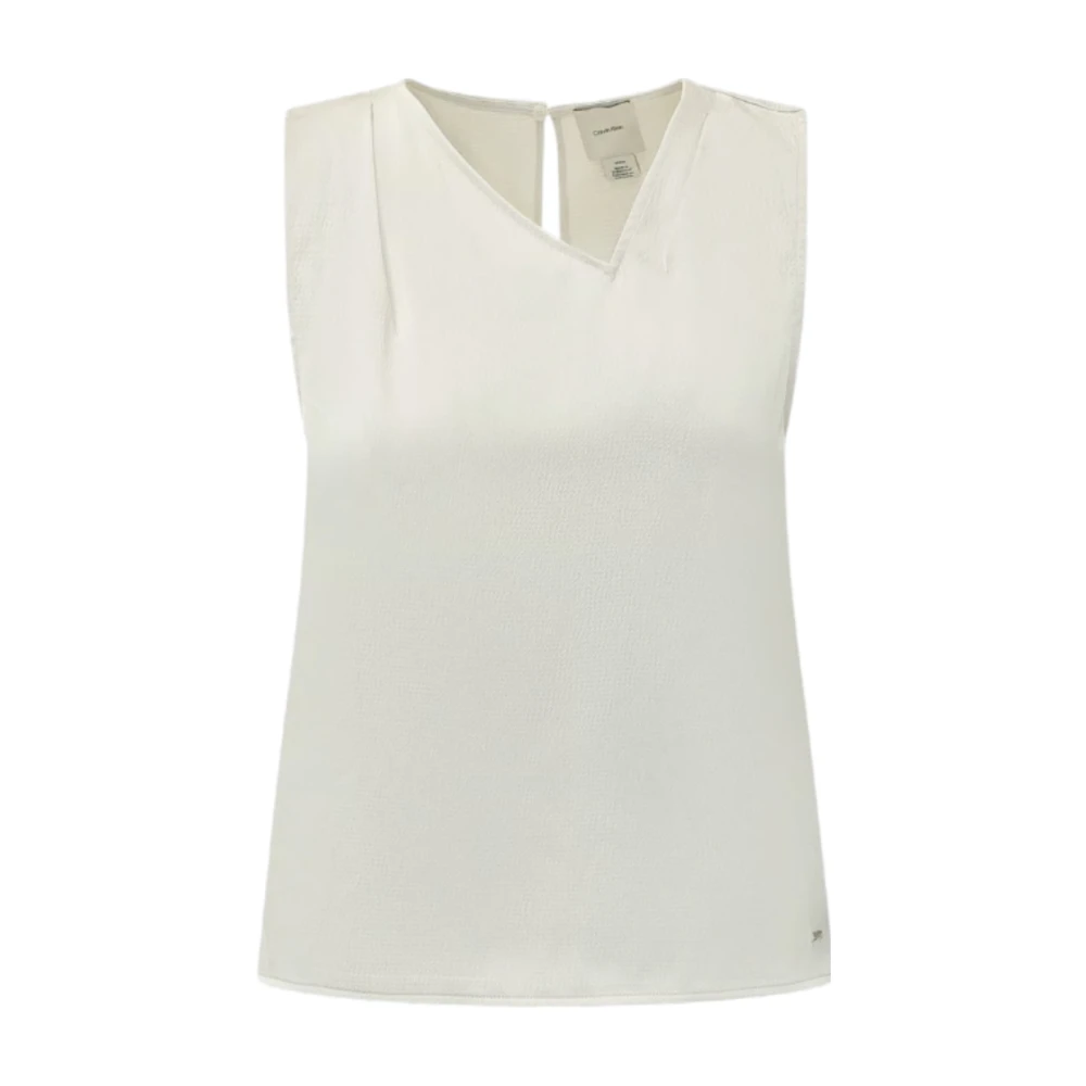 Calvin Klein Women's White V-Neck Top - Blouses - S - Blouses & Shirts