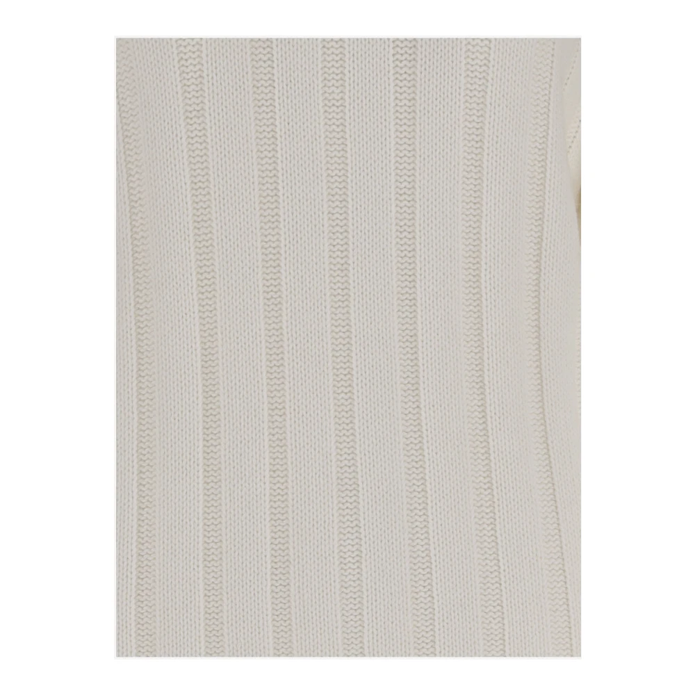 allude Katoen Kasjmier Crew Neck Gebreide kleding White Dames