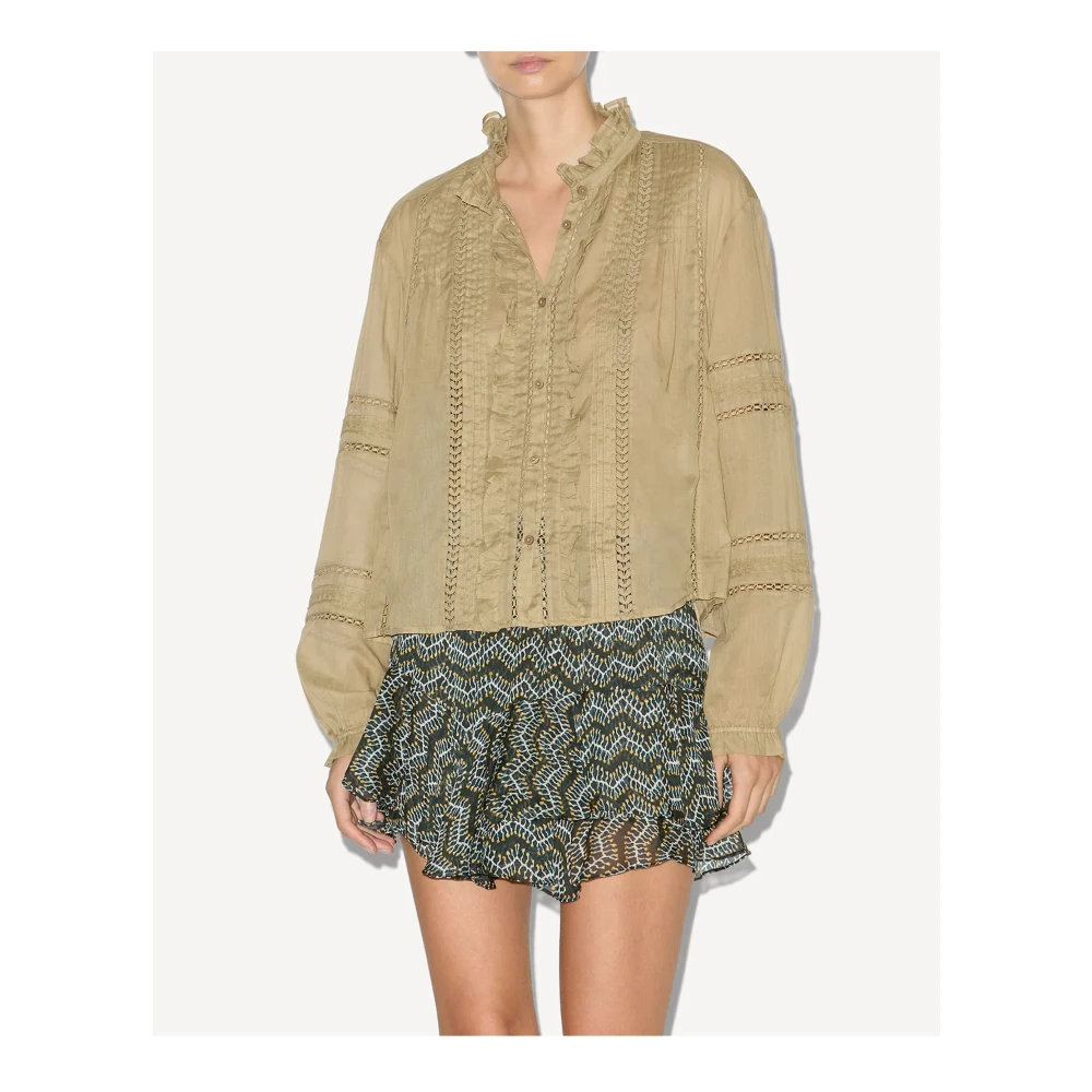 Isabel Marant Étoile Groene Valda Blouse met Gerimpelde Details Green Dames