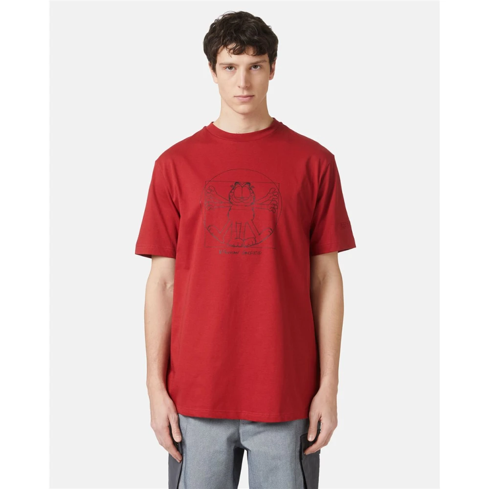 Iceberg T-shirt met Vitruviaans Garfield-print Red Heren