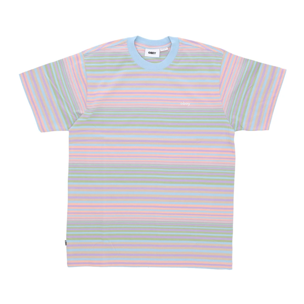 Obey Gestreept Hemelsblauw T-shirt Multicolor Heren