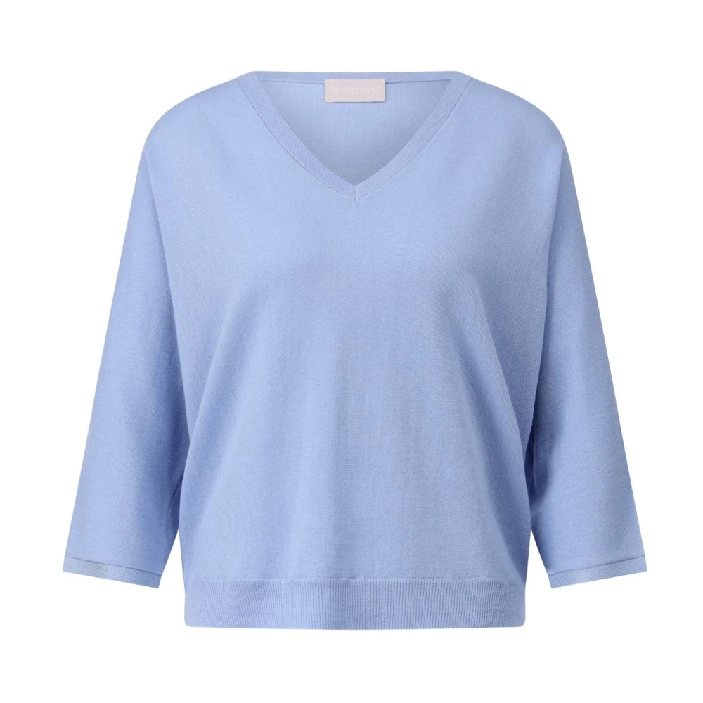 Hemisphere Merino V-hals 3 4 Mouw Pullover Blue Dames