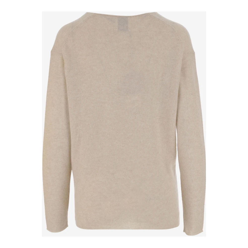 allude Kasjmier V-hals Pullover Licht Beige Dames