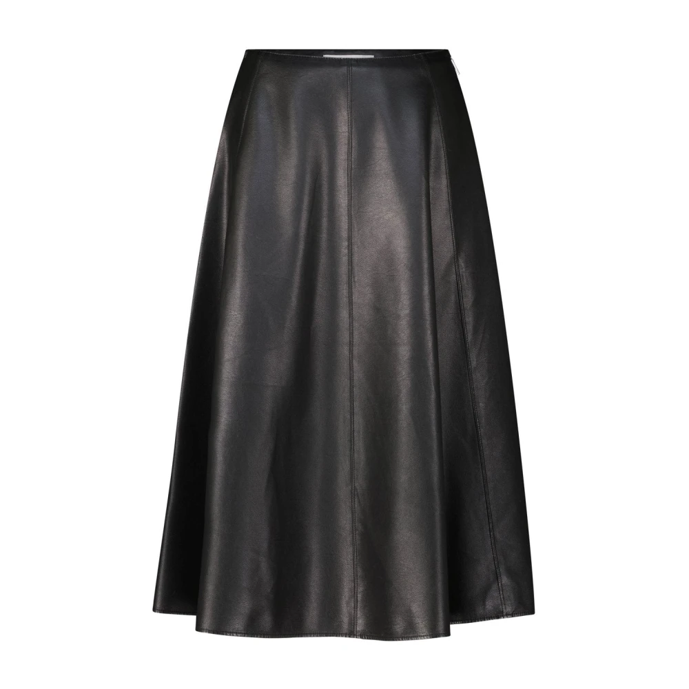 Msgm Flared Midi Rok van Imitatieleer Black Dames