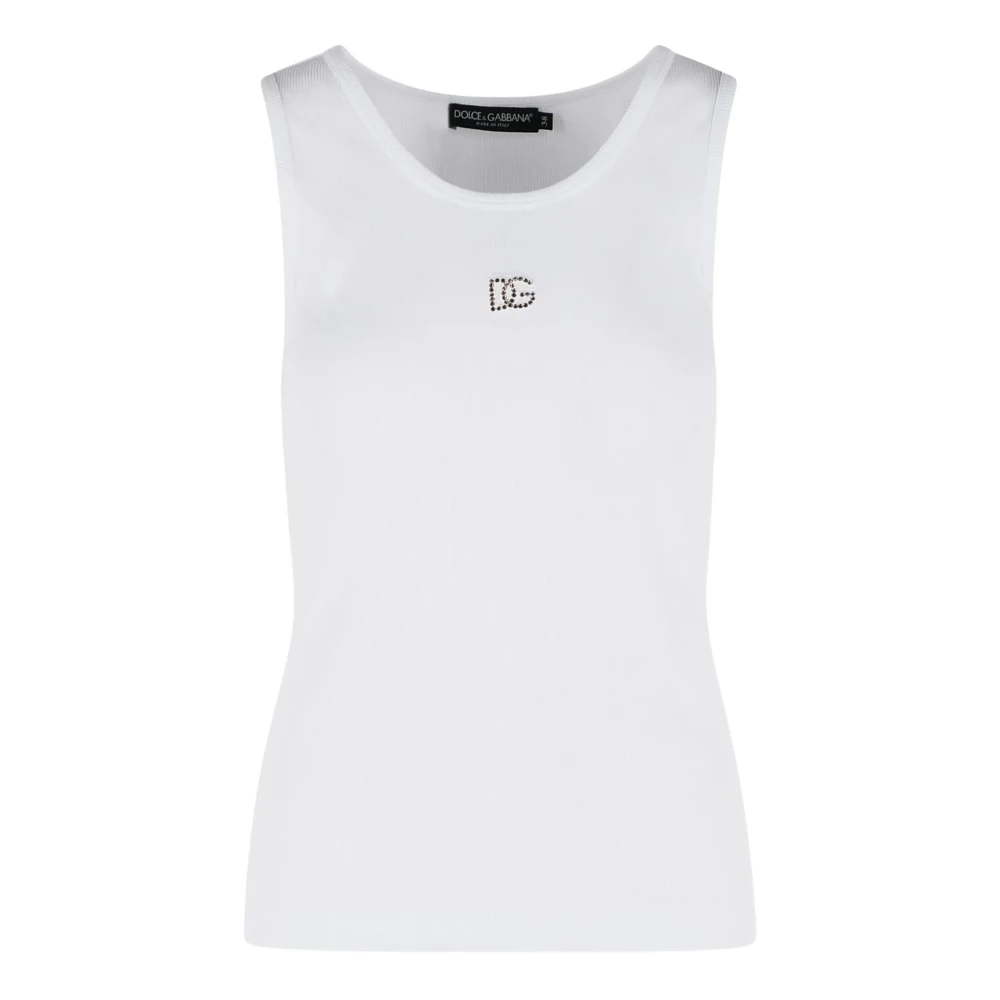 Dolce&Gabbana Donna Tank Top Dg In Maglia Di Cotone A Coste Bianco It Taglia 40- Mytheresa - Immagine 3