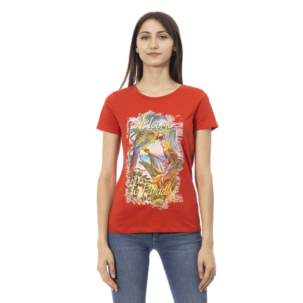Trussardi Women's Red T-Shirts, Xl, Casual Short Sleeve Round Neck T-Shirt