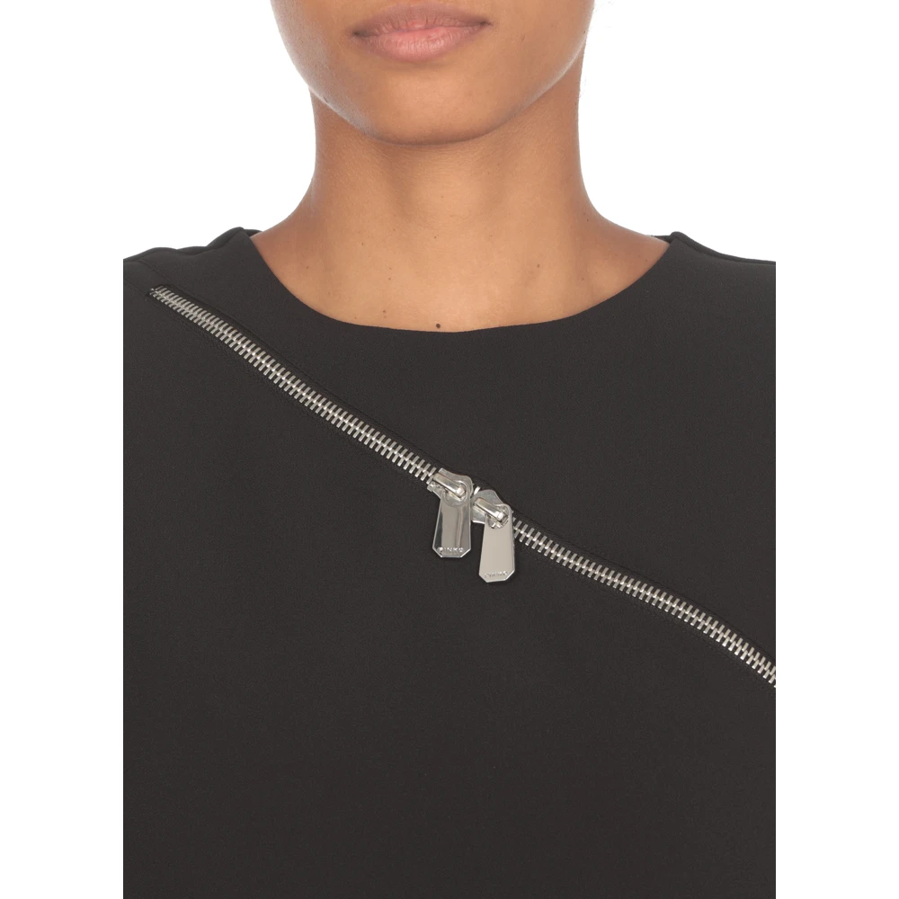 pinko Zwarte mouwloze jurk met asymmetrische rits Black Dames