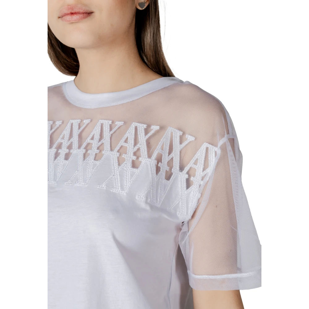 Armani Exchange Korte mouw katoenen T-shirt White Dames