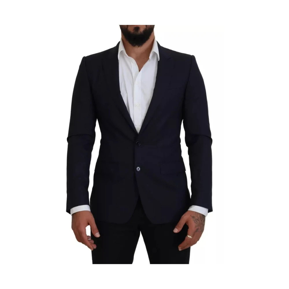 Dolce & Gabbana Men's Blue Wool Slim Fit Formal Blazer - Blazers - S - Suits