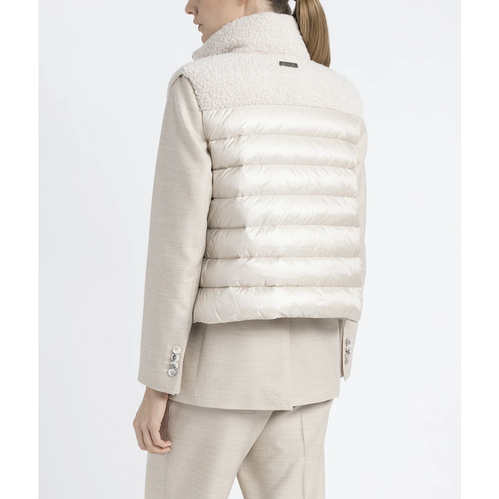 PESERICO Dons bodywarmer in zuivere wol en alpaca blend bouclé stof Beige Dames