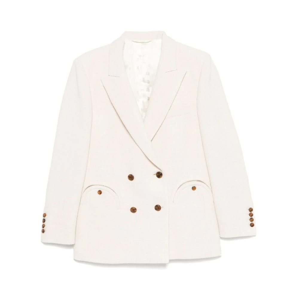 Blazé Milano Zand Beige Dubbel-Breasted Jas Beige Dames