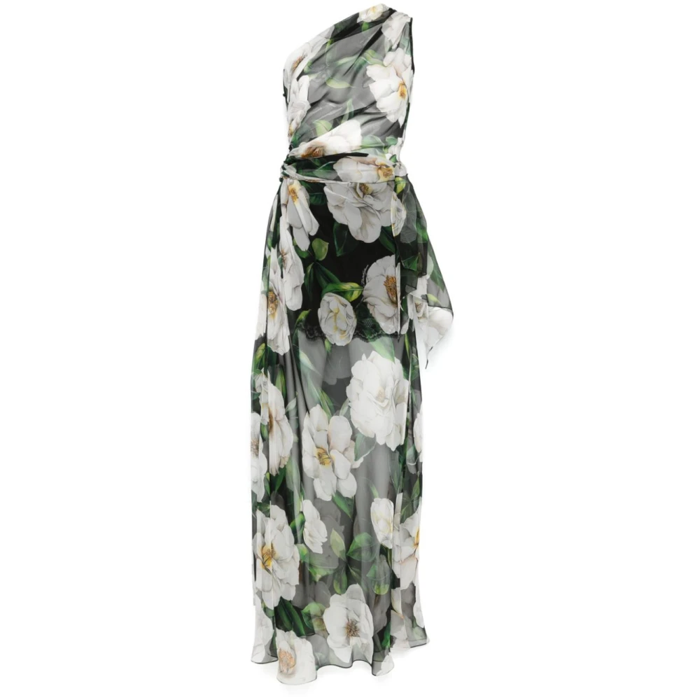 Dolce & Gabbana Zwarte Gedrapeerde Jurk Gerimpeld Ontwerp Multicolor Dames
