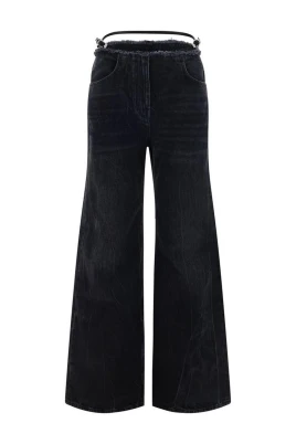 Justebara Satinbä Jeans med Fransad Midjeband