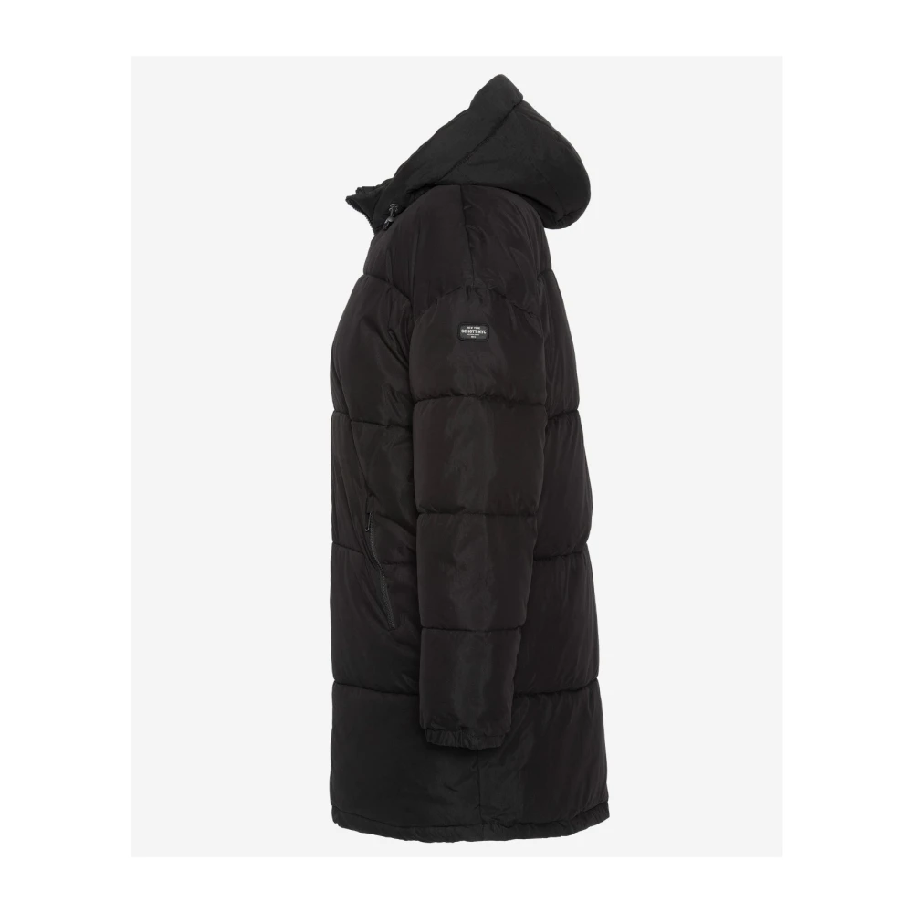 Schott NYC Lange gewatteerde jas met capuchon Zwart Black Heren