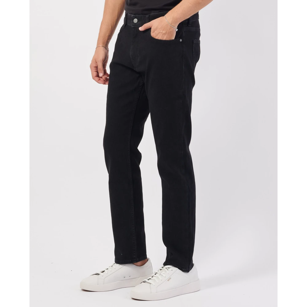 Hugo Boss Zwarte 5-Pocket Regular Fit Jeans Black Heren