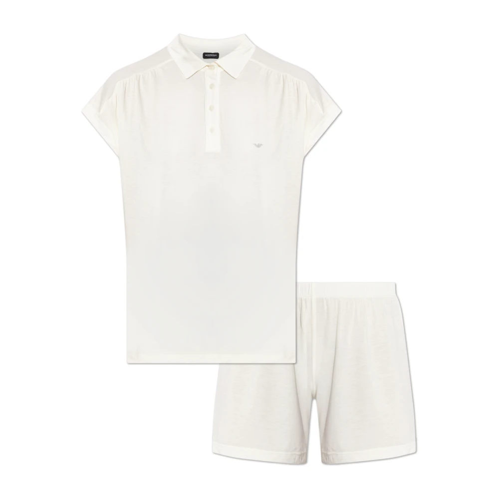 Emporio Armani Donna Beige Completo Pigiama Due Pezzi