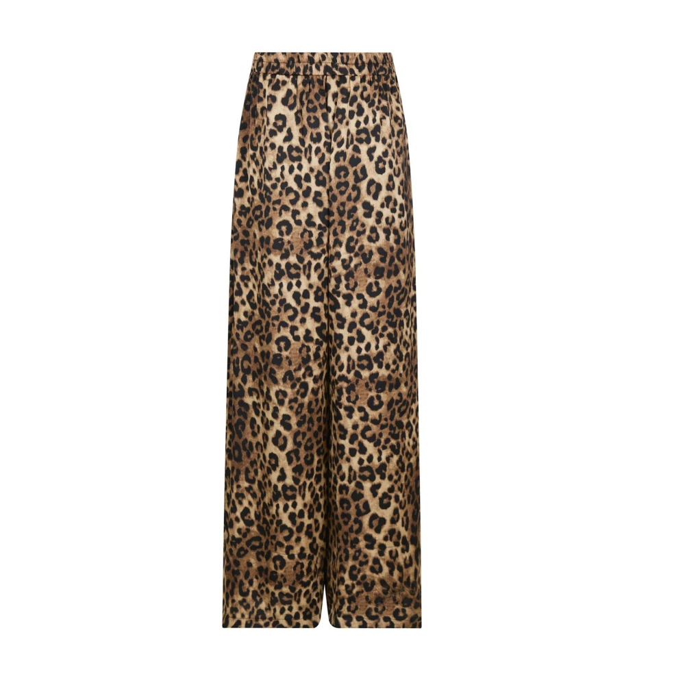NEO NOIR Luipaardprint Wijde Satijnen Broek Brown Dames