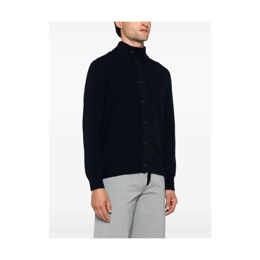 La Fileria Navy Blauw Wollen Gebreid Jack Blue Heren