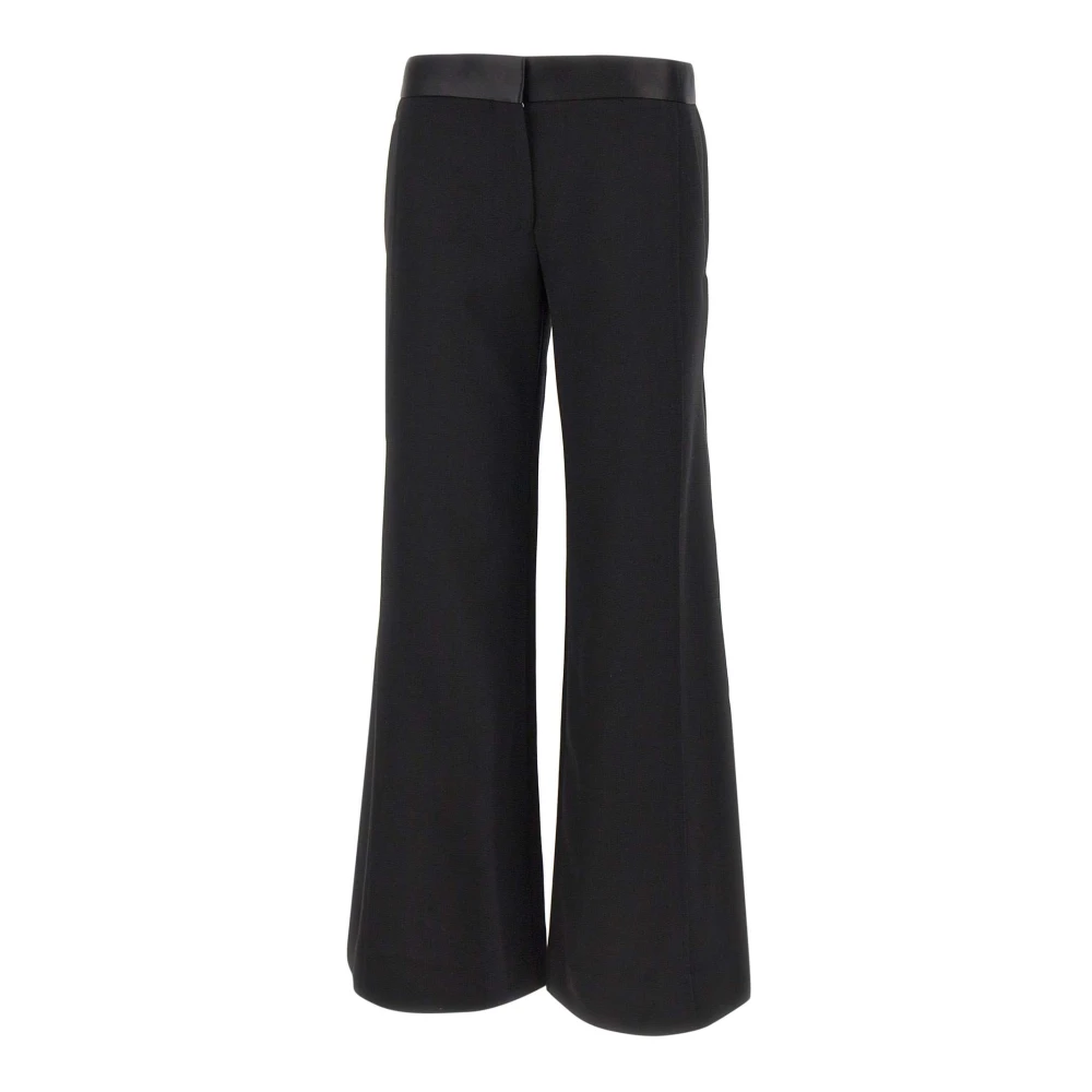 Victoria Beckham Zwarte wollen blend broek met satijnen taille Black Dames