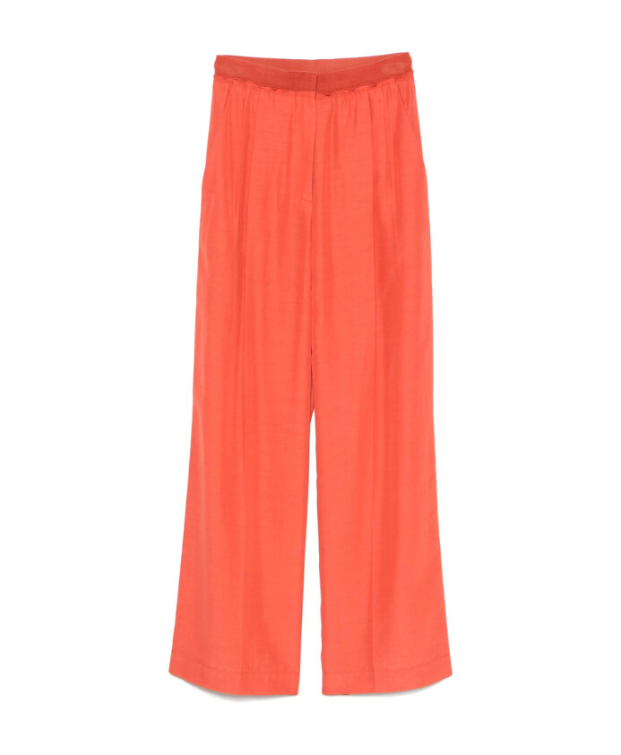 brunt-oranje-elastische-taille-broek