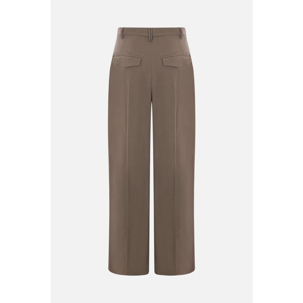BRUNELLO CUCINELLI Bruine Wijde Broek met Monili Decoratie Brown Dames